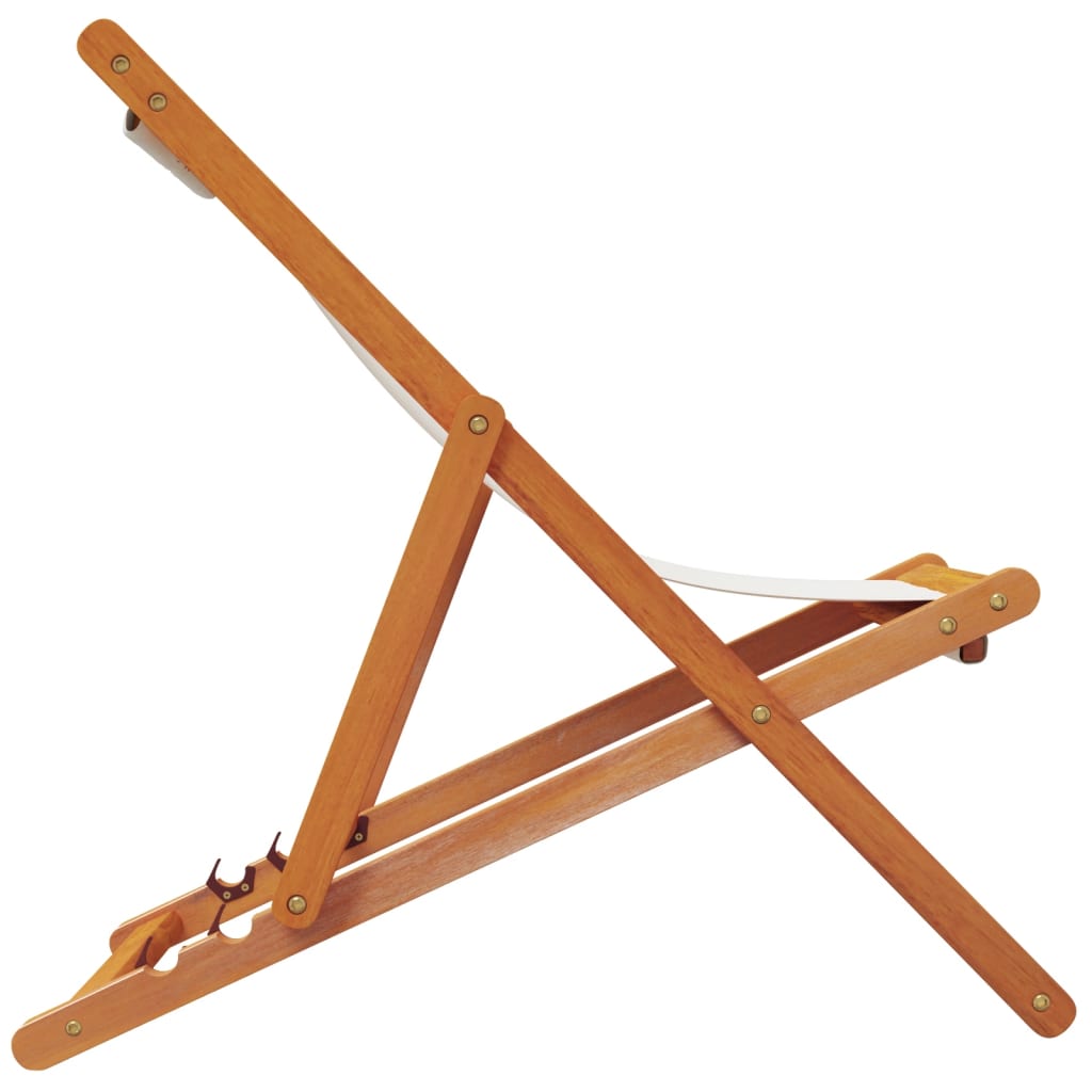 Folding Beach Chairs 2 Pcs White Fabric