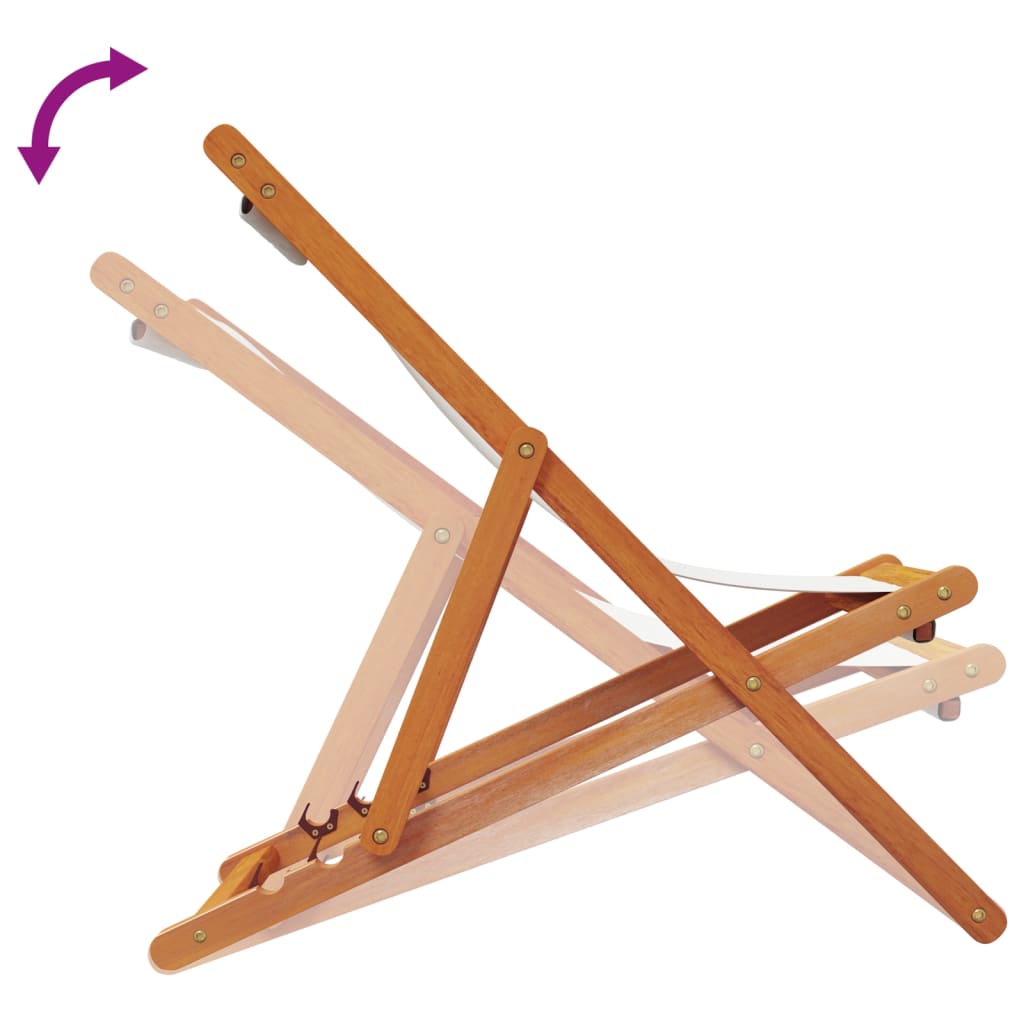 Folding Beach Chairs 2 Pcs White Fabric