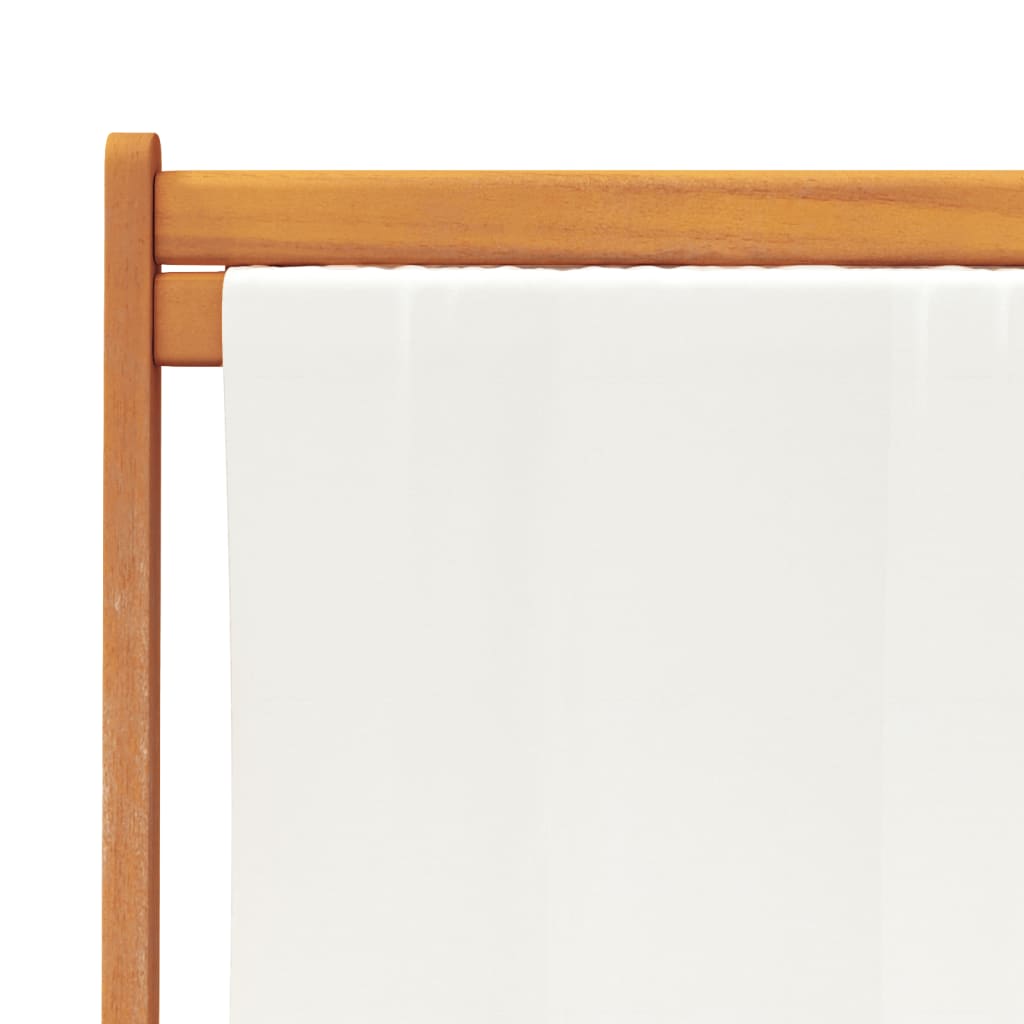 Folding Beach Chairs 2 Pcs White Fabric