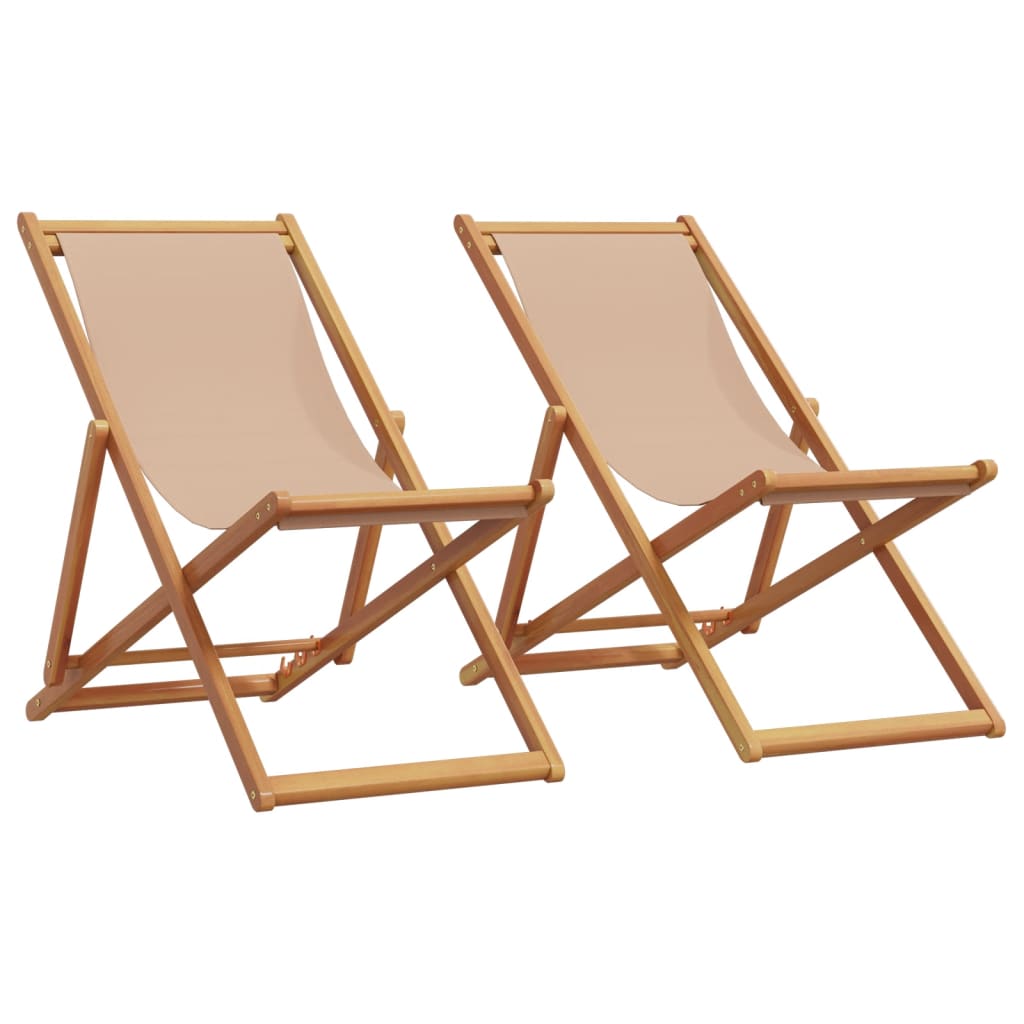 Folding Beach Chairs 2 Pcs White Fabric