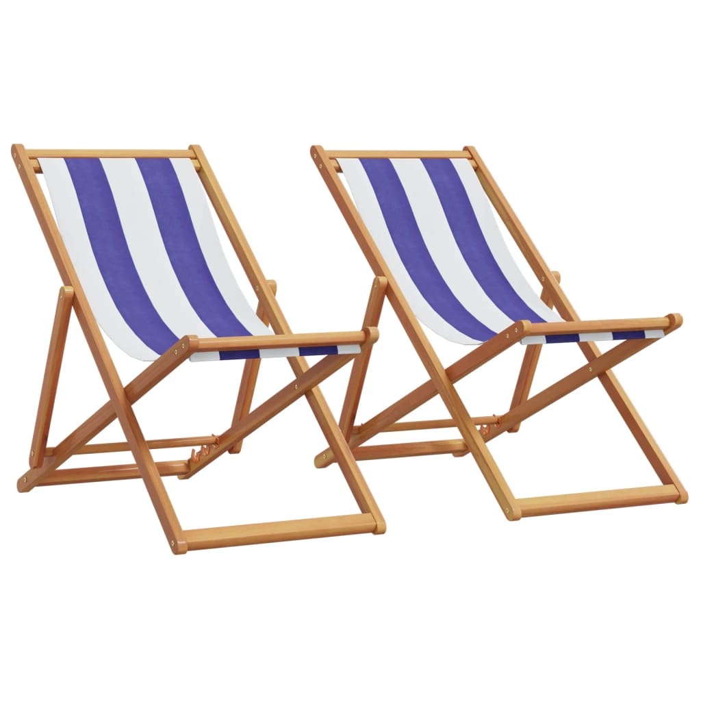 Folding Beach Chairs 2 Pcs White Fabric