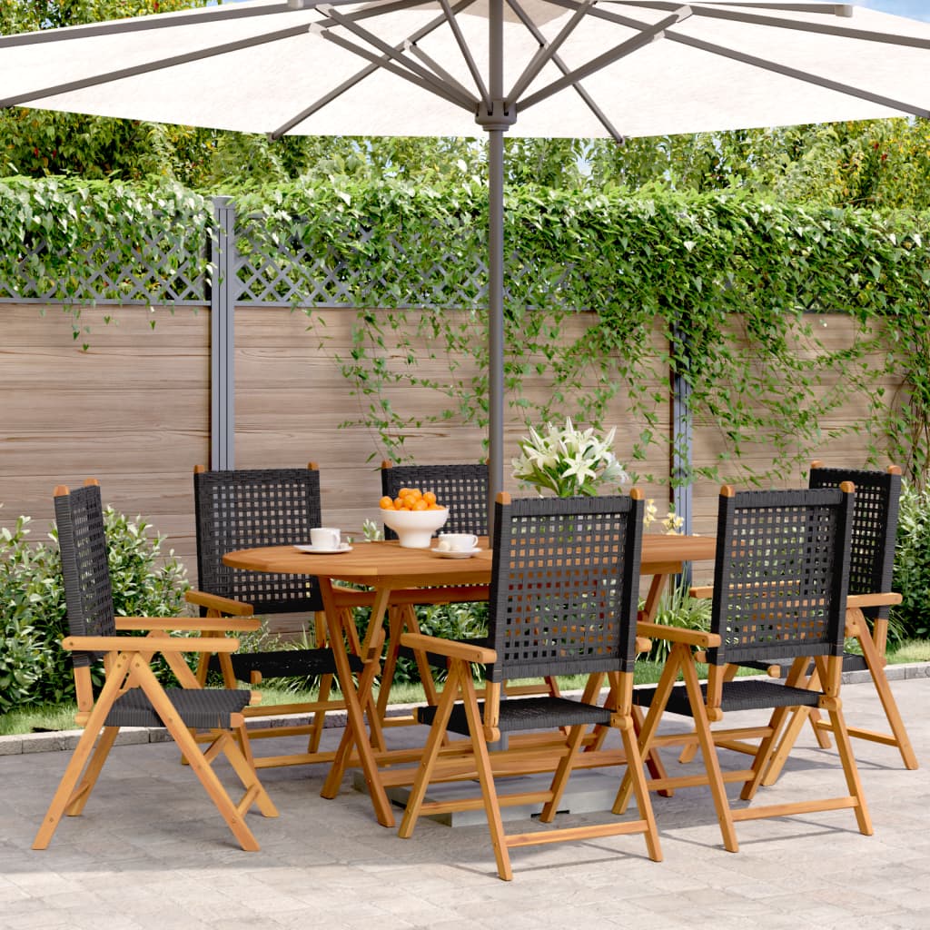Reclining Garden Chairs 8 Pcs Poly Rattan And Solid Wood