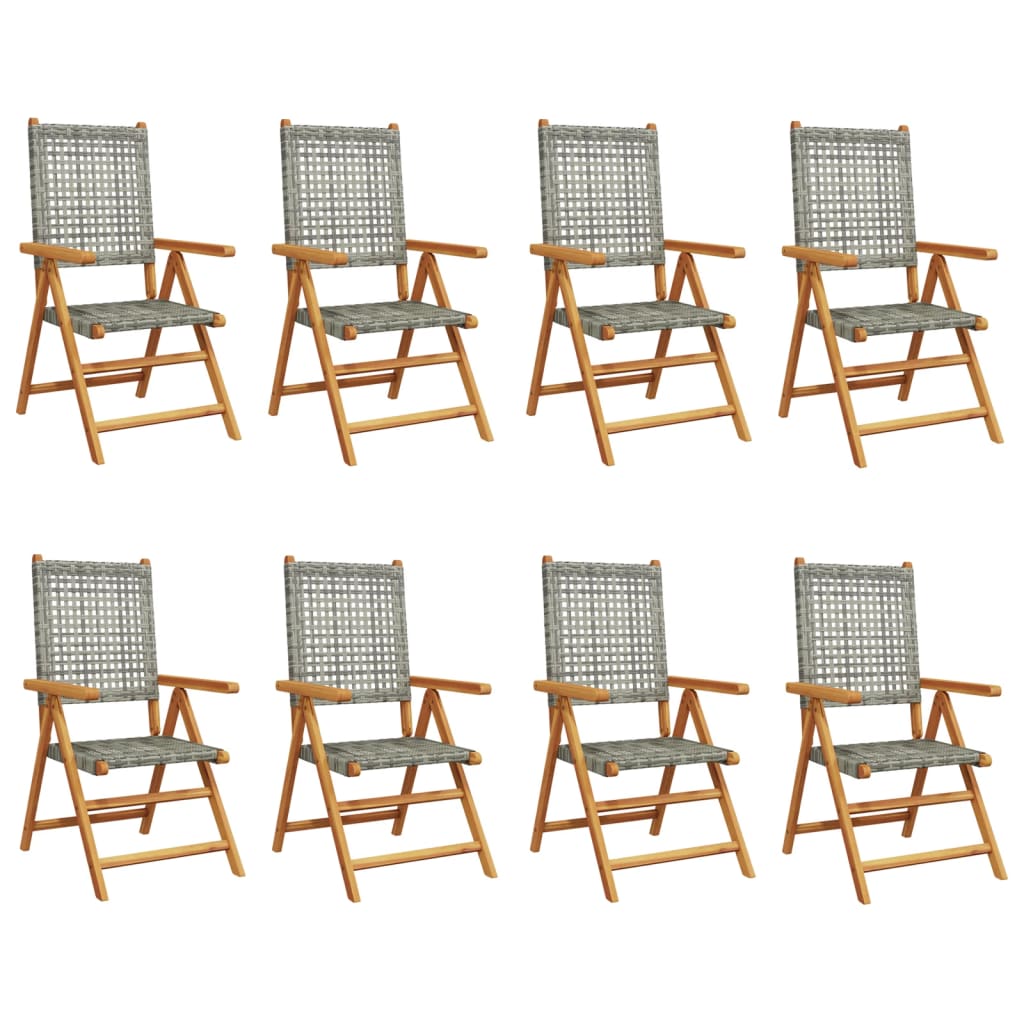 Reclining Garden Chairs 8 Pcs Poly Rattan And Solid Wood