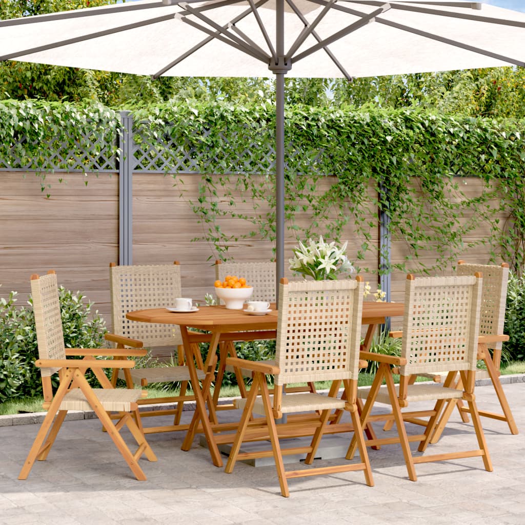 Reclining Garden Chairs 8 Pcs Poly Rattan And Solid Wood