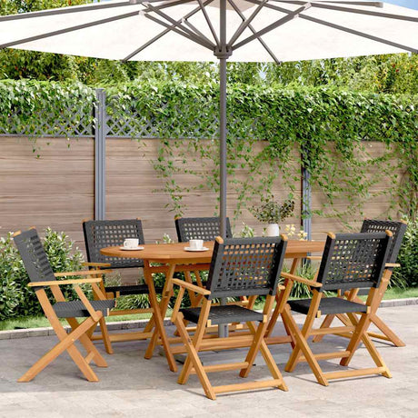 Folding Garden Chairs 8 Pcs Poly Rattan And Solid Wood