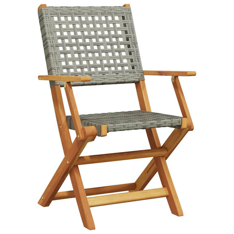 Folding Garden Chairs 8 Pcs Poly Rattan And Solid Wood