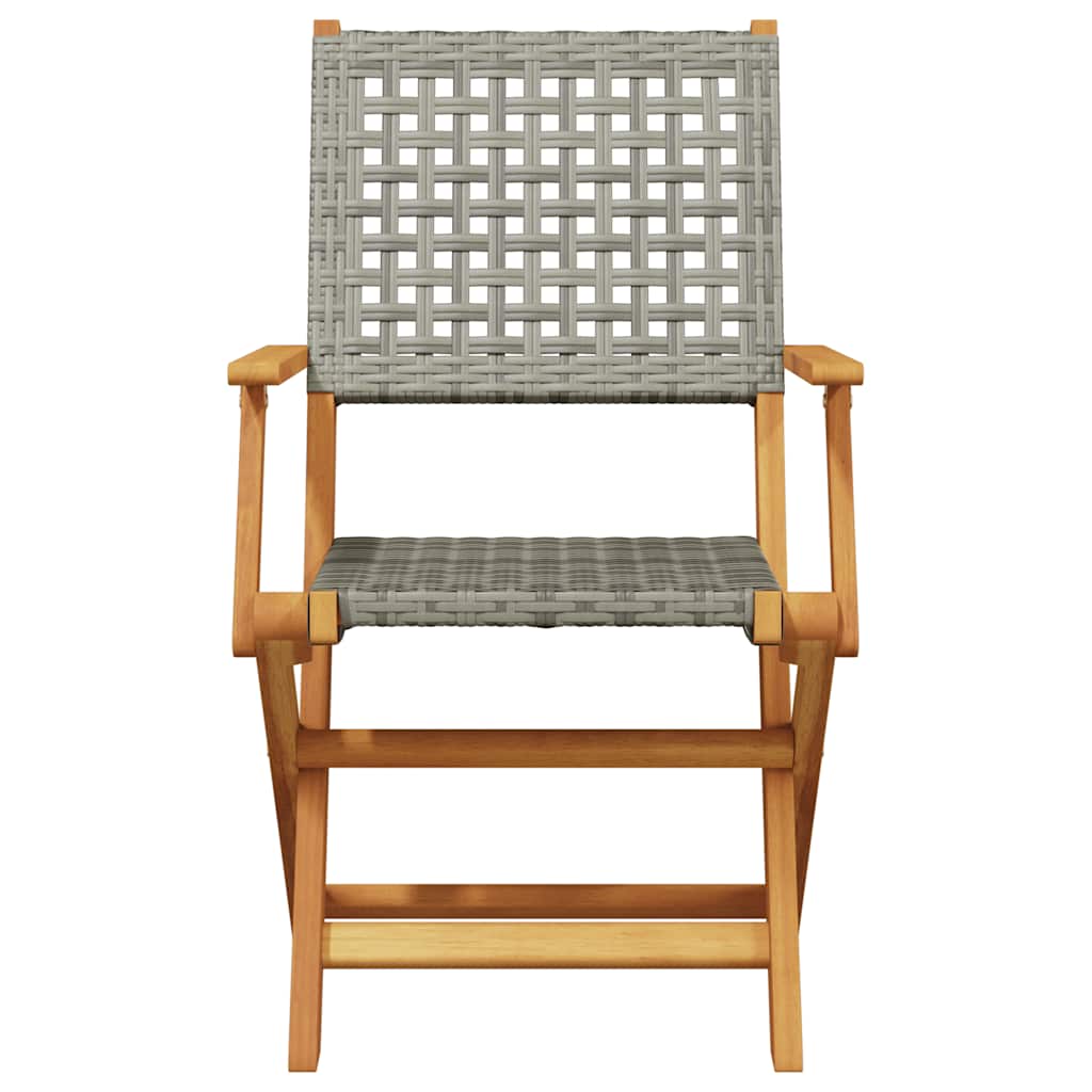 Folding Garden Chairs 8 Pcs Poly Rattan And Solid Wood