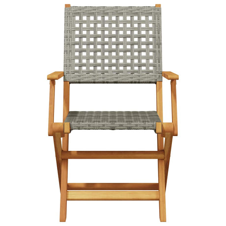 Folding Garden Chairs 8 Pcs Poly Rattan And Solid Wood