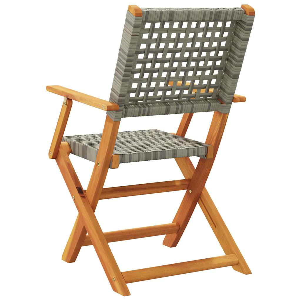 Folding Garden Chairs 8 Pcs Poly Rattan And Solid Wood