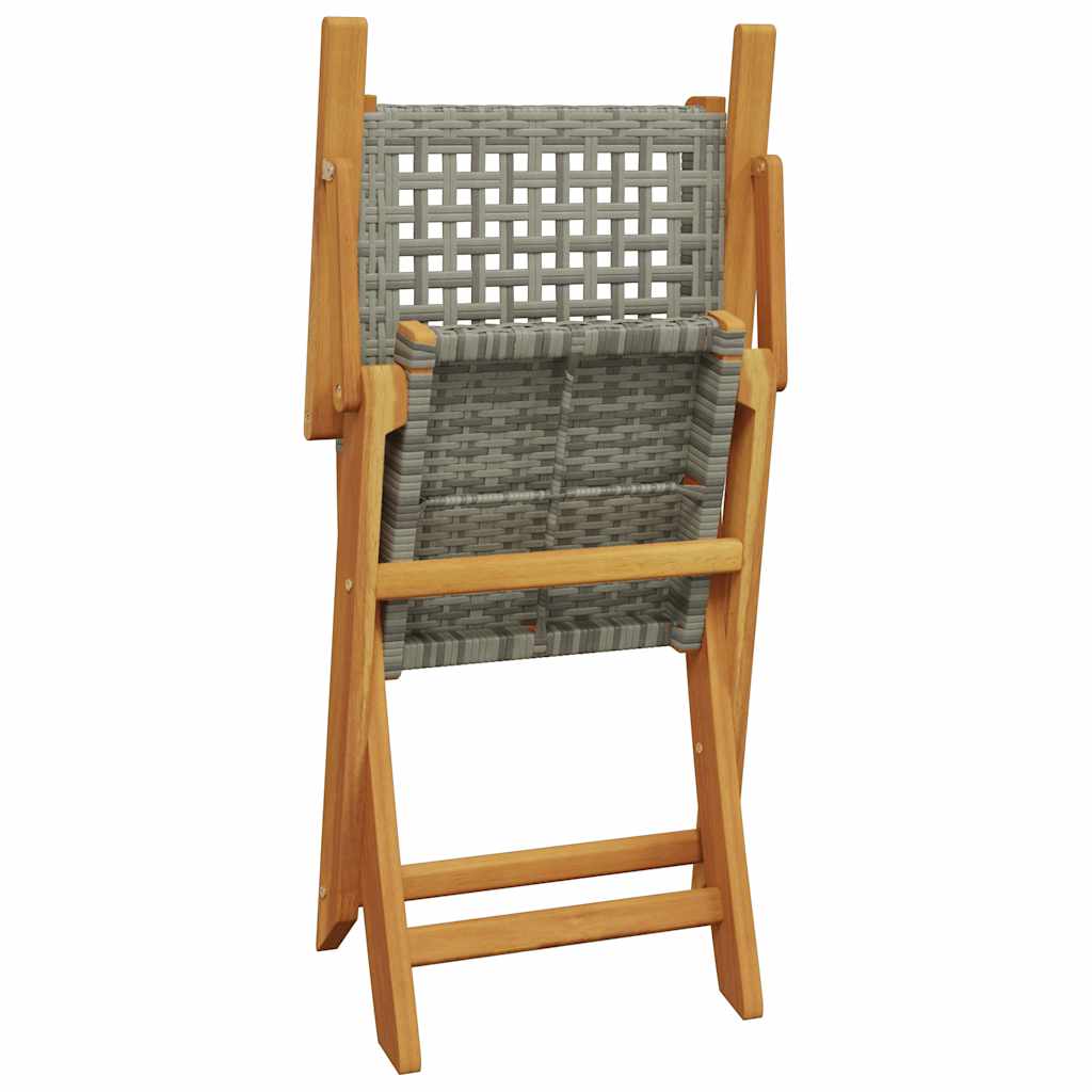 Folding Garden Chairs 8 Pcs Poly Rattan And Solid Wood