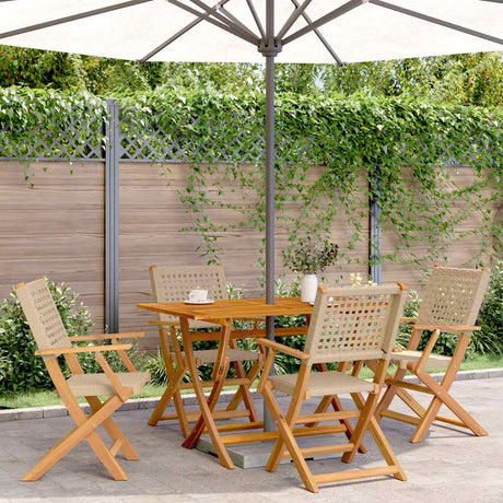 Folding Garden Chairs 8 Pcs Poly Rattan And Solid Wood