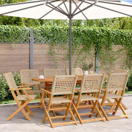 Folding Garden Chairs 8 Pcs Poly Rattan And Solid Wood