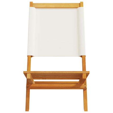 Folding Garden Chairs 6 Pcs White Fabric And Solid Wood