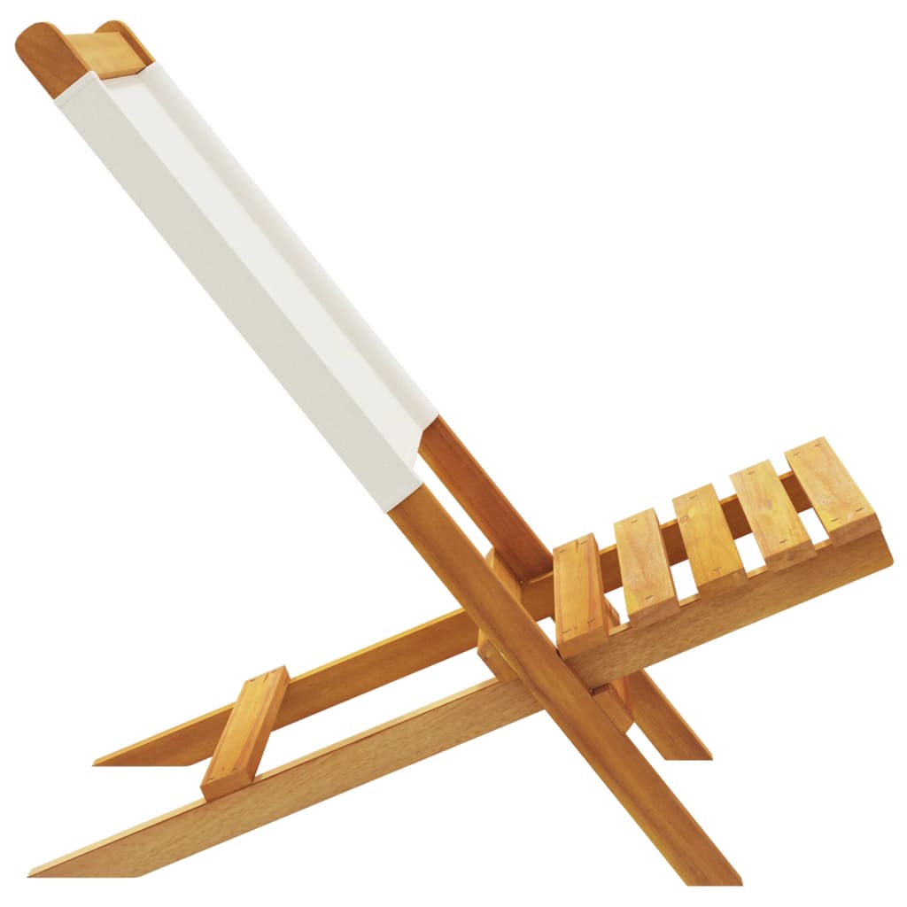 Folding Garden Chairs 6 Pcs White Fabric And Solid Wood