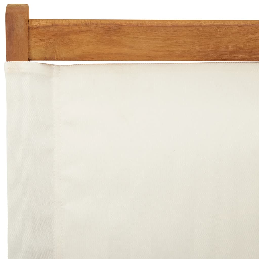 Folding Garden Chairs 6 Pcs White Fabric And Solid Wood