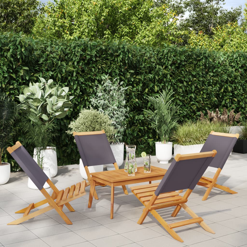 Folding Garden Chairs 6 Pcs White Fabric And Solid Wood