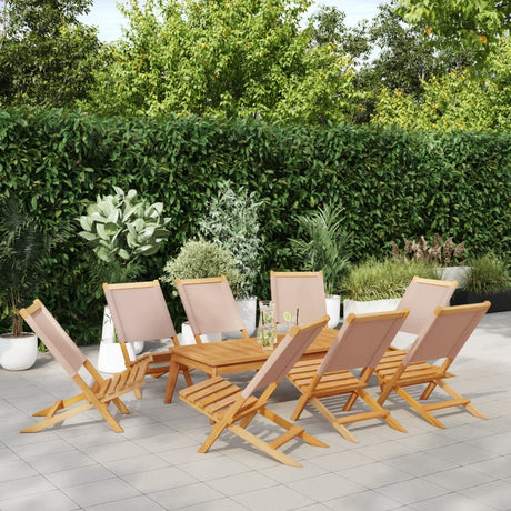Folding Garden Chairs 6 Pcs White Fabric And Solid Wood