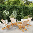 Folding Garden Chairs 6 Pcs White Fabric And Solid Wood