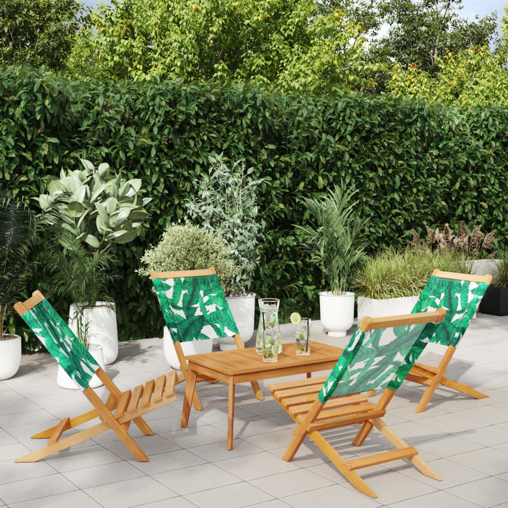 Folding Garden Chairs 6 Pcs White Fabric And Solid Wood
