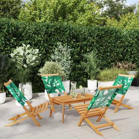 Folding Garden Chairs 6 Pcs White Fabric And Solid Wood