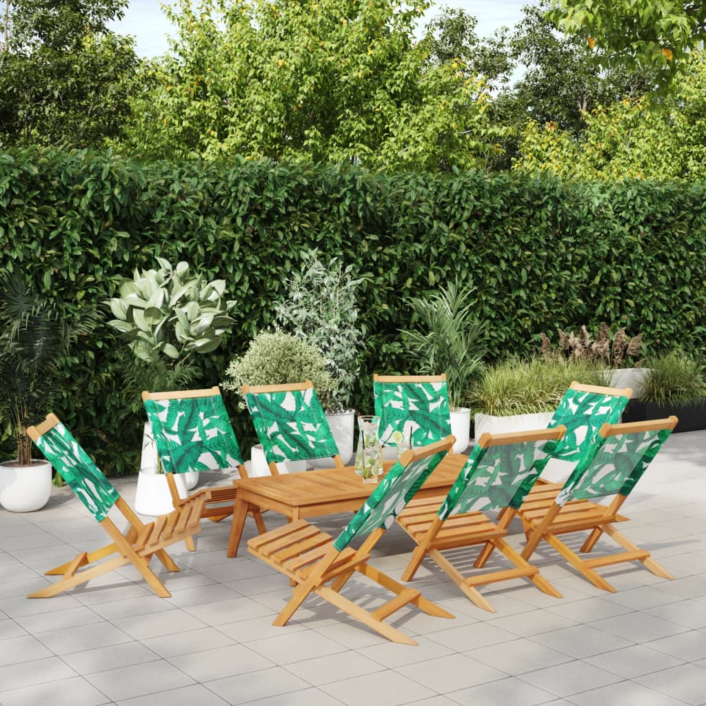 Folding Garden Chairs 6 Pcs White Fabric And Solid Wood