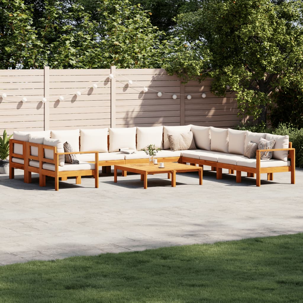 5 Piece Garden Sofa Set With Cushions Solid Wood Acacia