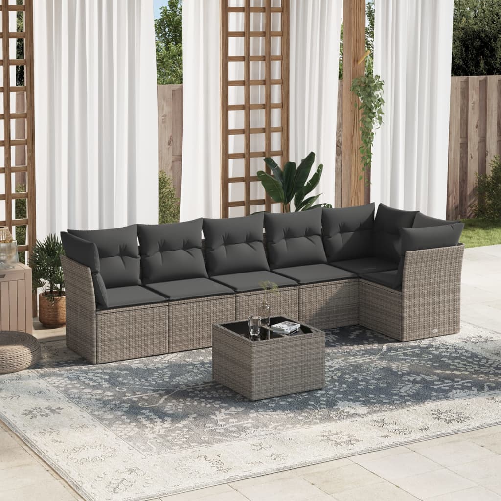 6 Piece Garden Sofa Set With Cushions Beige Poly Rattan