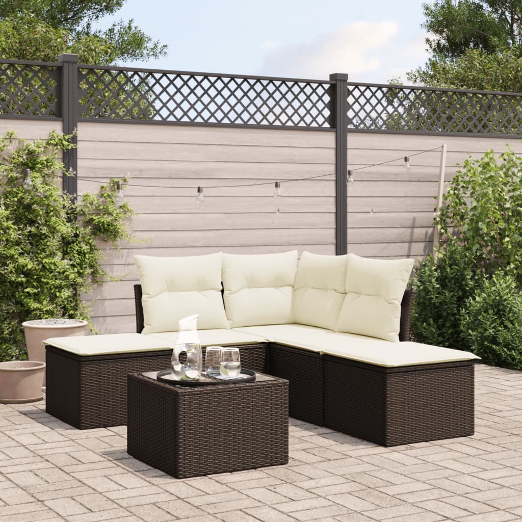 6 Piece Garden Sofa Set With Cushions Black Poly Rattan