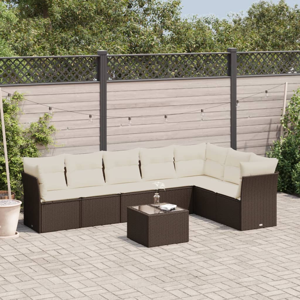 7 Piece Garden Sofa Set With Cushions Black Poly Rattan