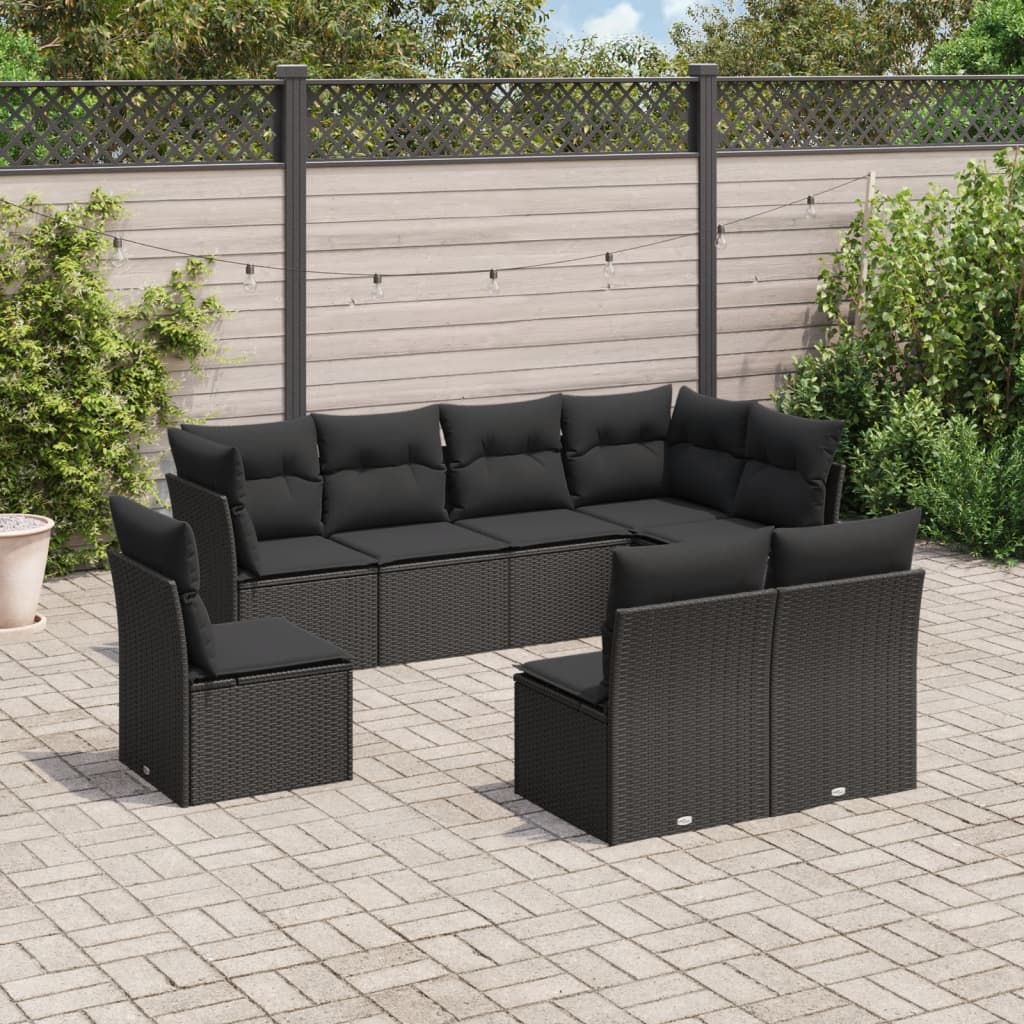 8 Piece Garden Sofa Set With Cushions Poly Rattan