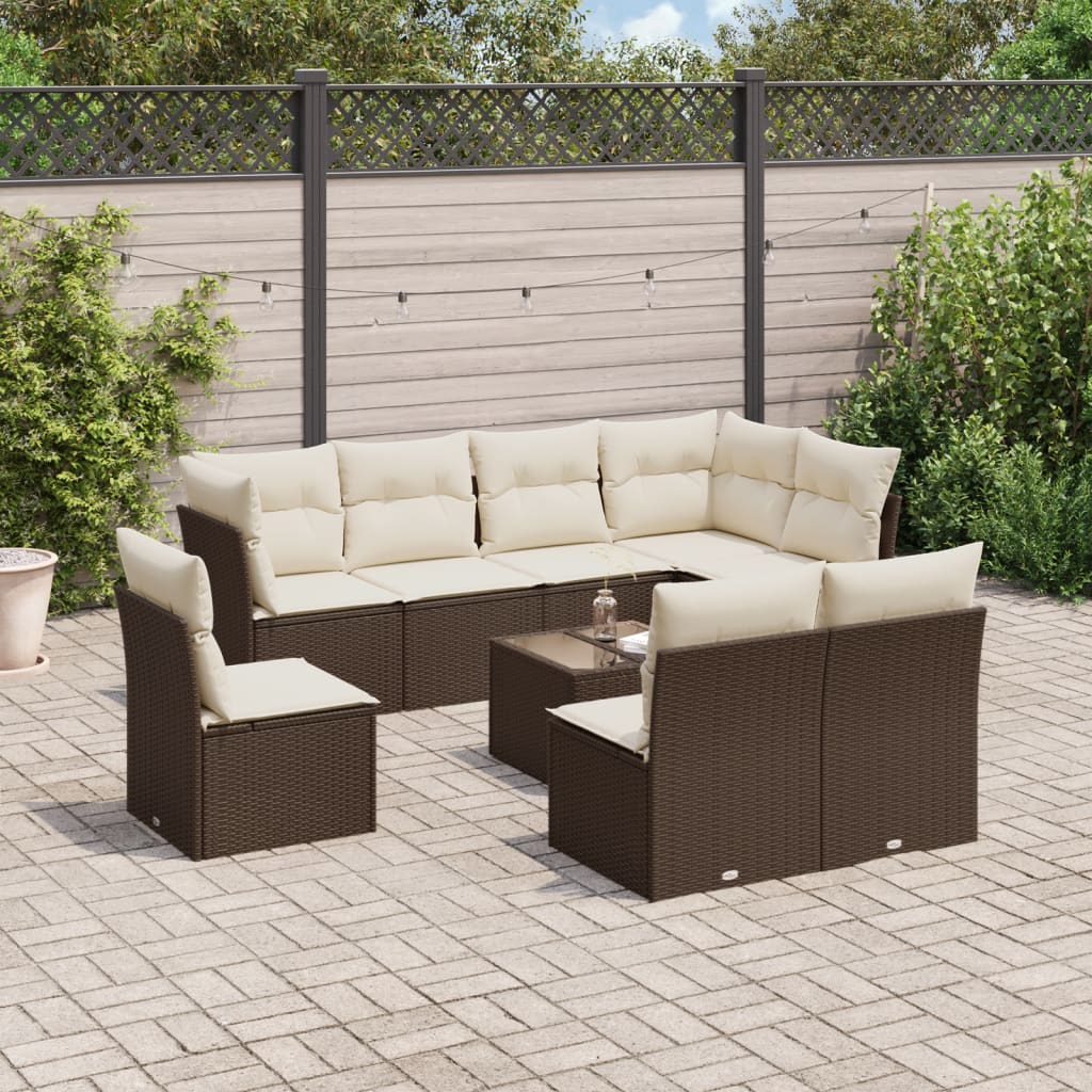 8 Piece Garden Sofa Set With Cushions Poly Rattan
