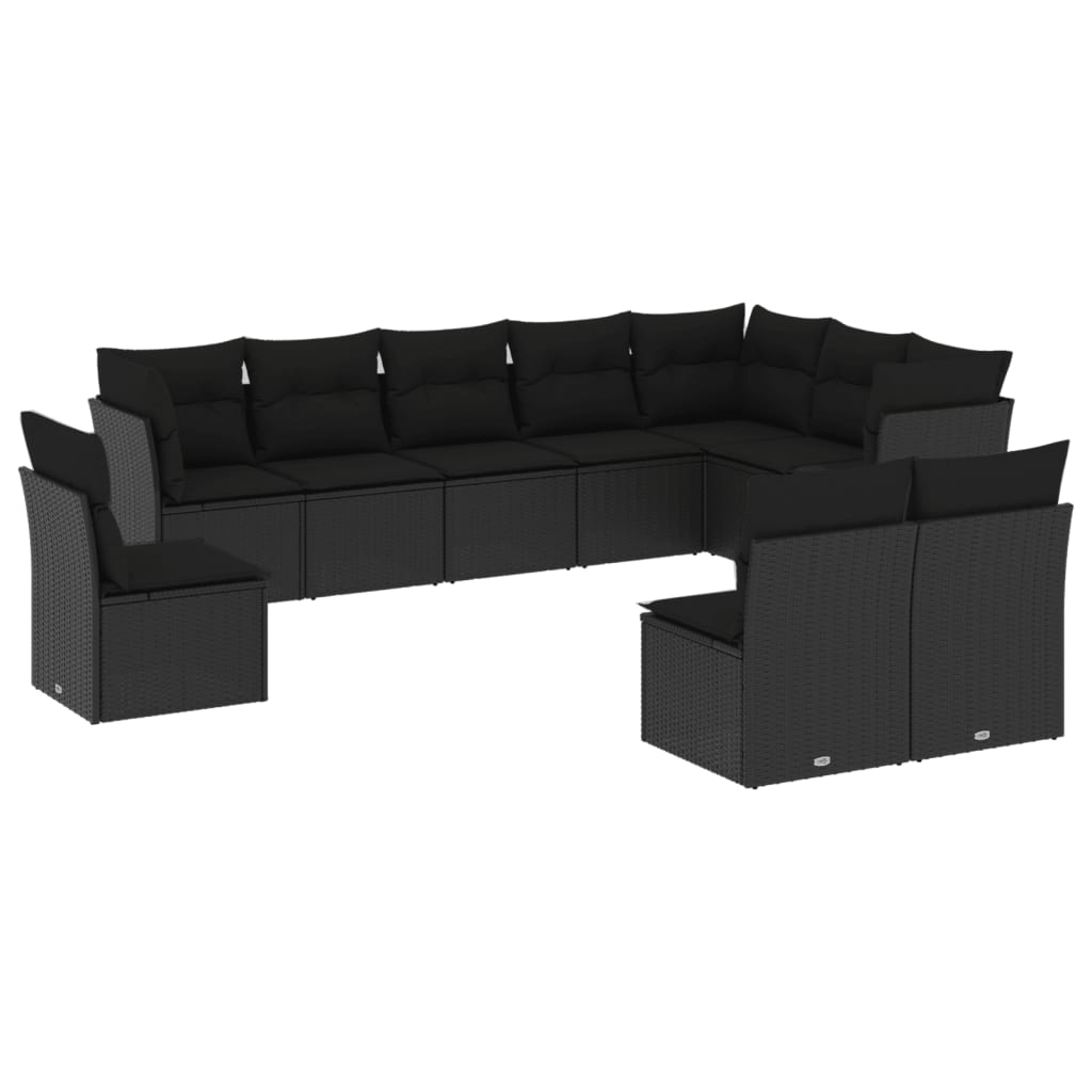 10 Piece Garden Sofa Set With Cushions Poly Rattan