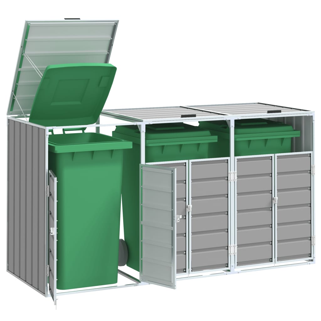 Wheelie Bin Storage For Triple Bins 216X81X115 Cm Steel