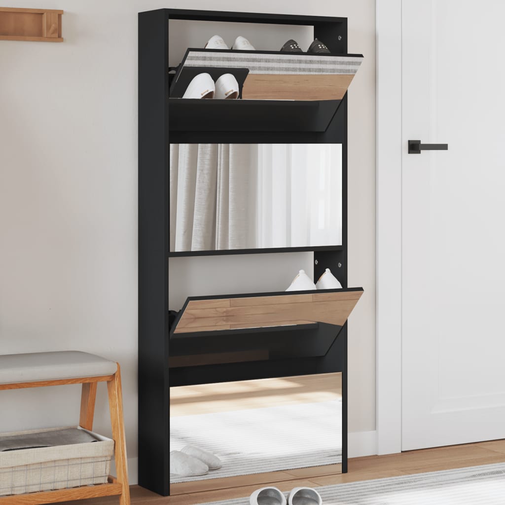 Shoe Cabinet 4-Layer Mirror 63X17X134 Cm