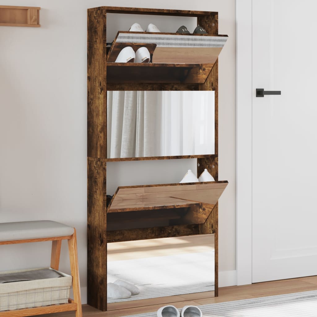 Shoe Cabinet 4-Layer Mirror 63X17X134 Cm