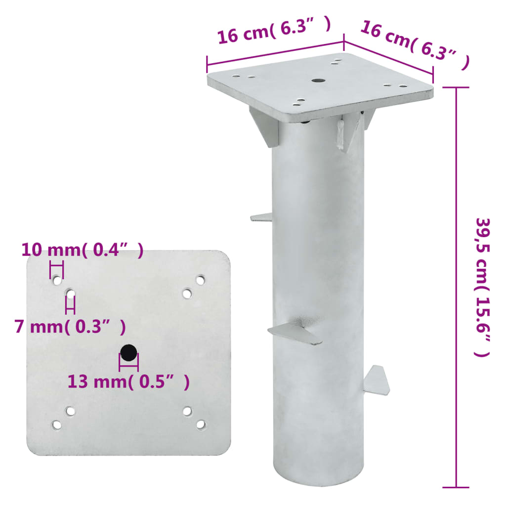 In-Ground Parasol Base Silver 16X16X39.5 Cm Steel