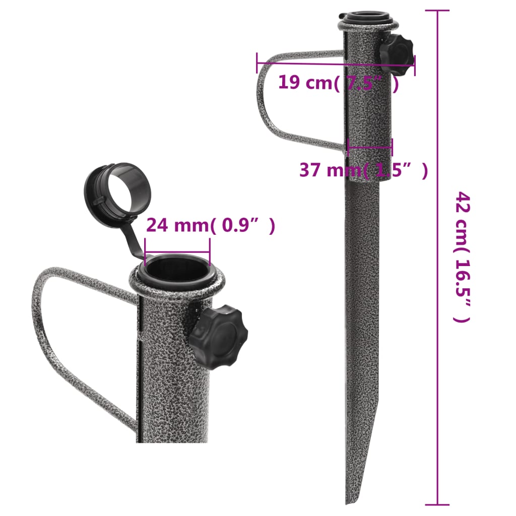 Parasol Stands With Spikes 2 Pcs 19X42 Cm Galvanised Steel