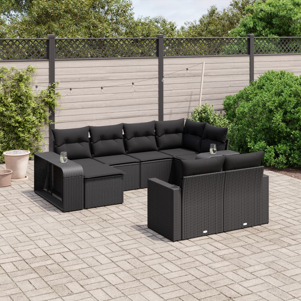 10 Piece Garden Sofa Set With Cushions Poly Rattan