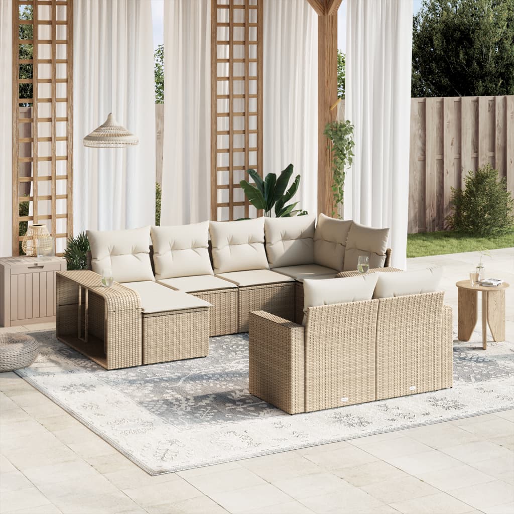 10 Piece Garden Sofa Set With Cushions Poly Rattan