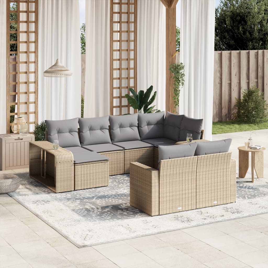 10 Piece Garden Sofa Set With Cushions Poly Rattan