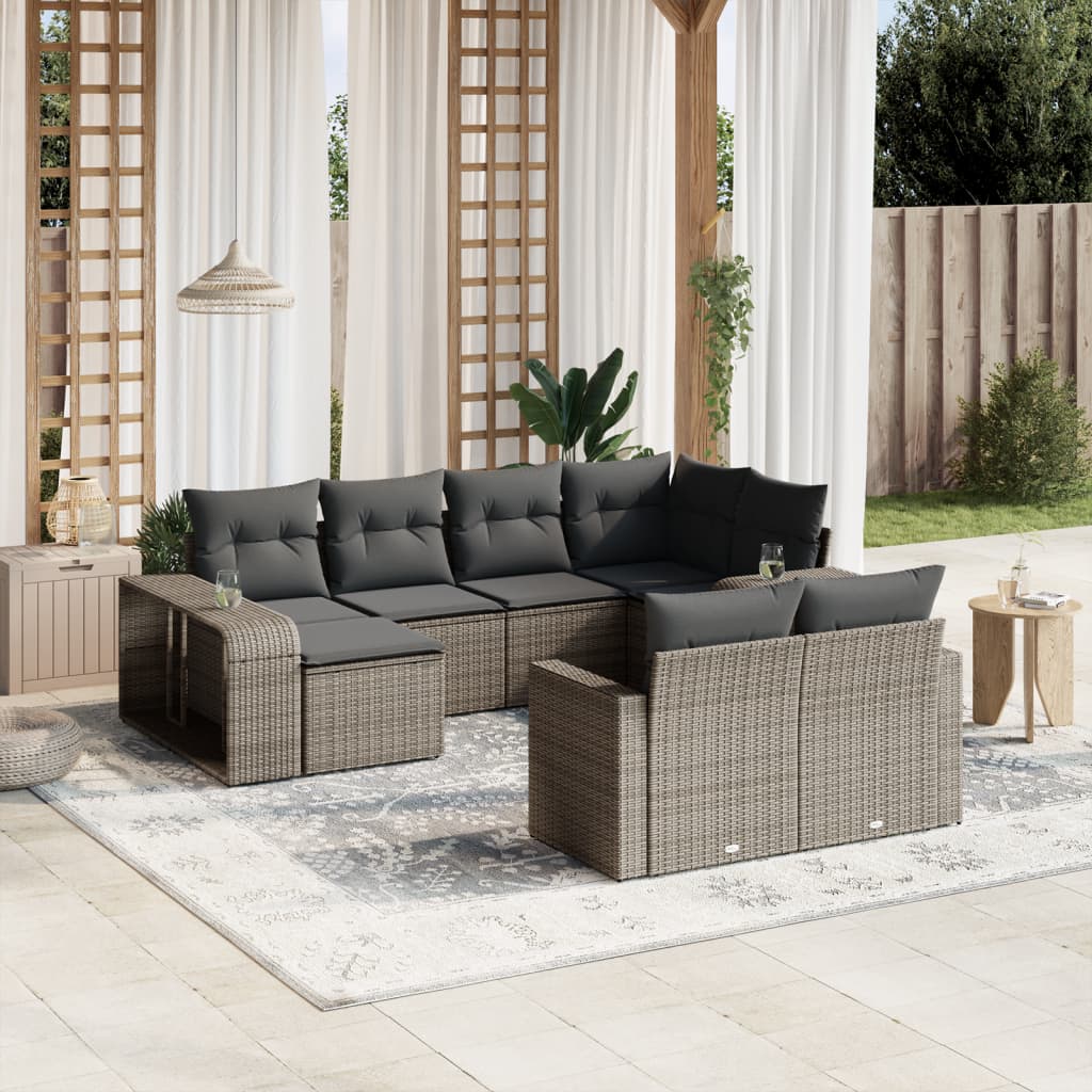 10 Piece Garden Sofa Set With Cushions Poly Rattan