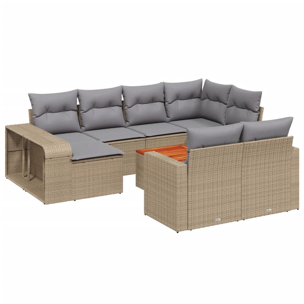 11 Piece Garden Sofa Set With Cushions Beige Poly Rattan
