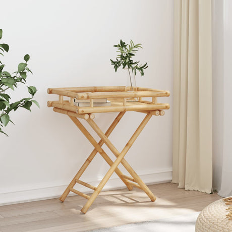 Folding Tray Table 60X40X68 Cm Bamboo