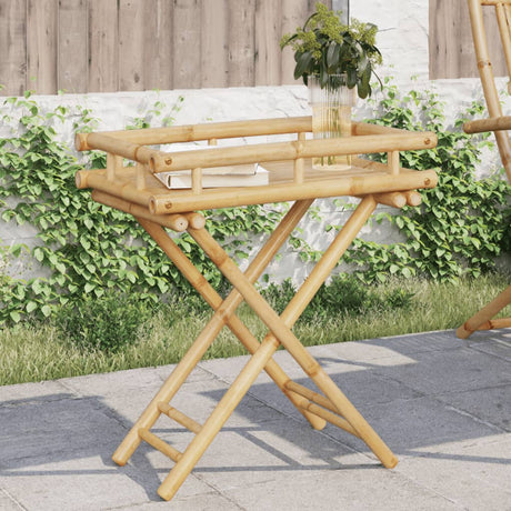 Folding Tray Table 60X40X68 Cm Bamboo