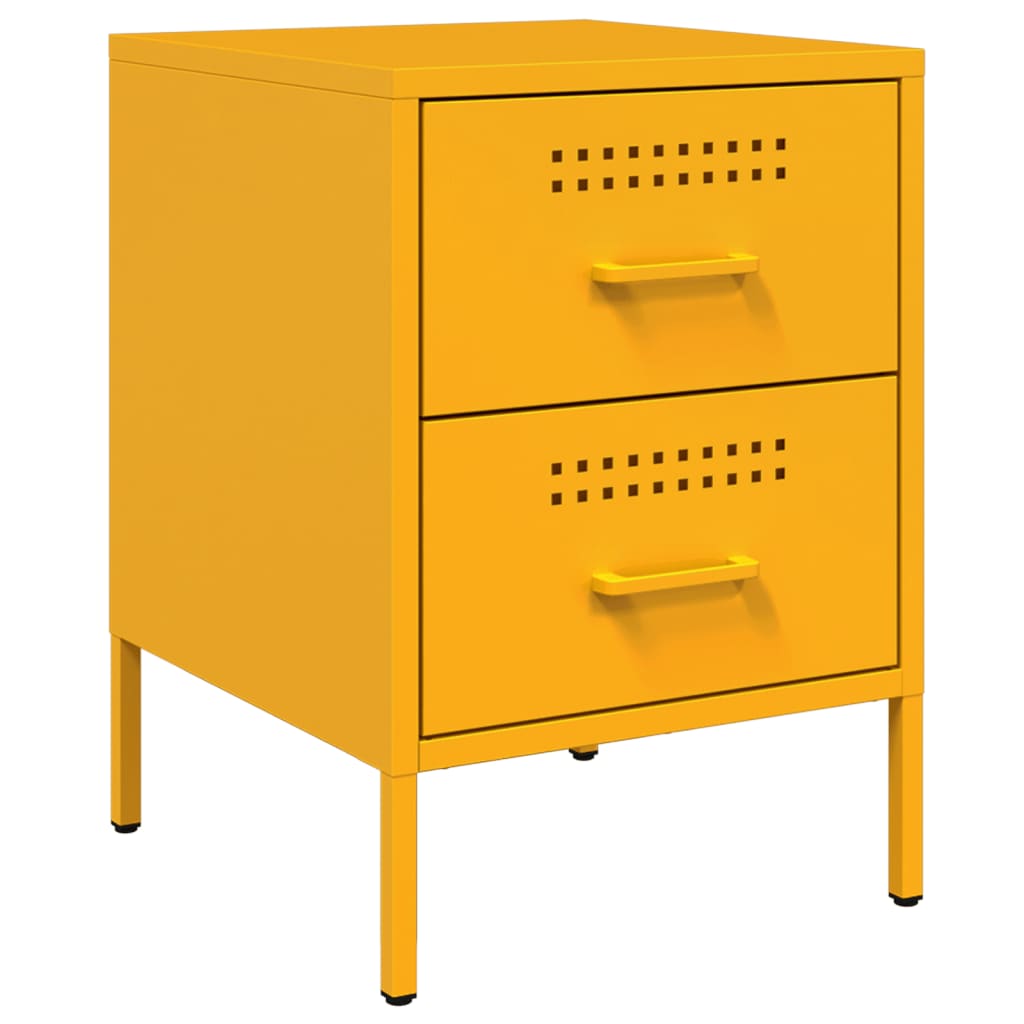 Bedside Cabinet Mustard 36X39X50.5 Cm Steel