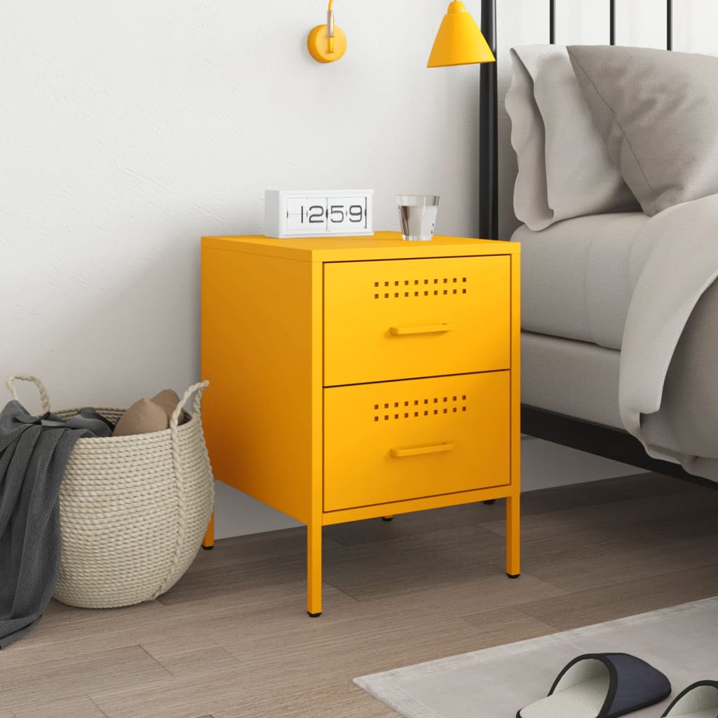 Bedside Cabinet Mustard 36X39X50.5 Cm Steel
