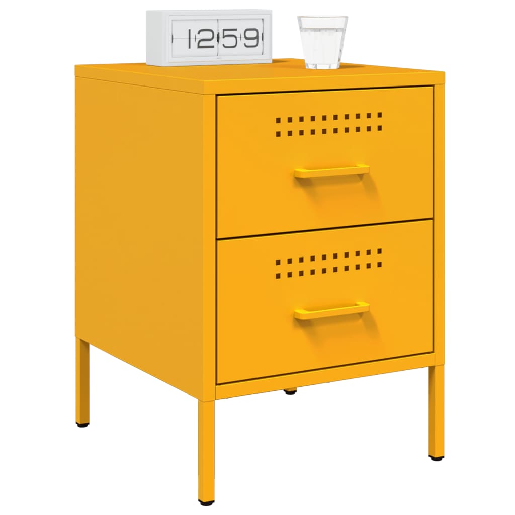 Bedside Cabinet Mustard 36X39X50.5 Cm Steel