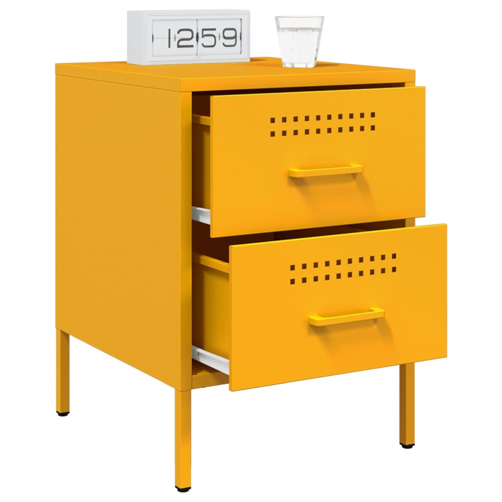 Bedside Cabinet Mustard 36X39X50.5 Cm Steel