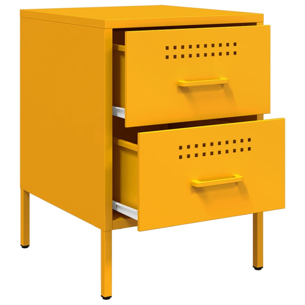 Bedside Cabinet Mustard 36X39X50.5 Cm Steel