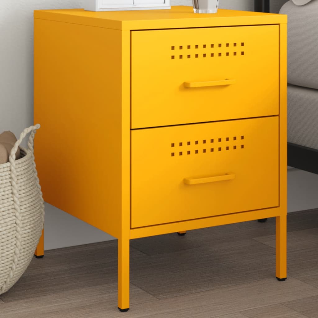 Bedside Cabinet Mustard 36X39X50.5 Cm Steel